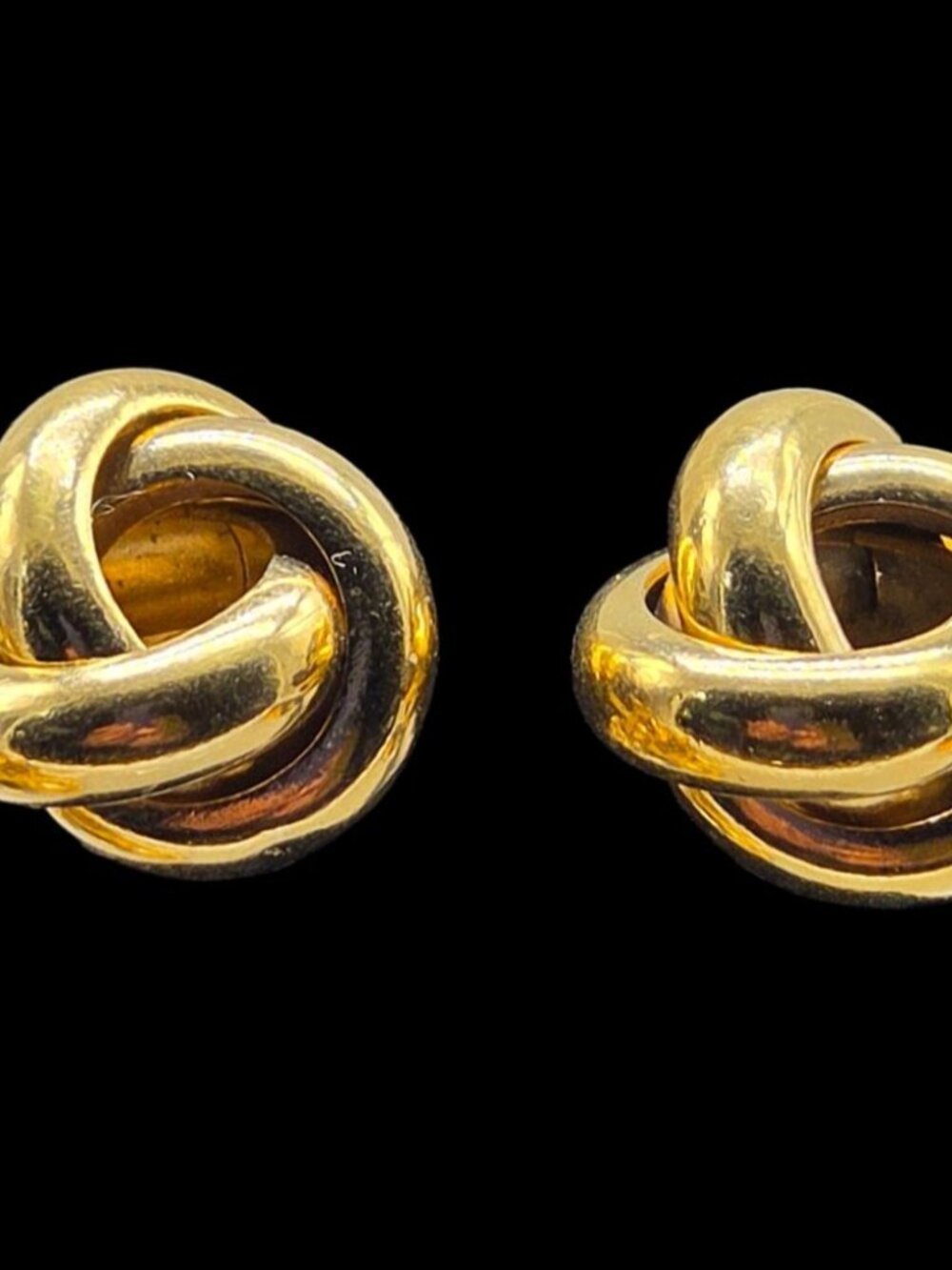 Vintage Monet Style Gold Tone Knot Clip On Earrings 1960s Patented Comfort Lever - Picture 7 of 10